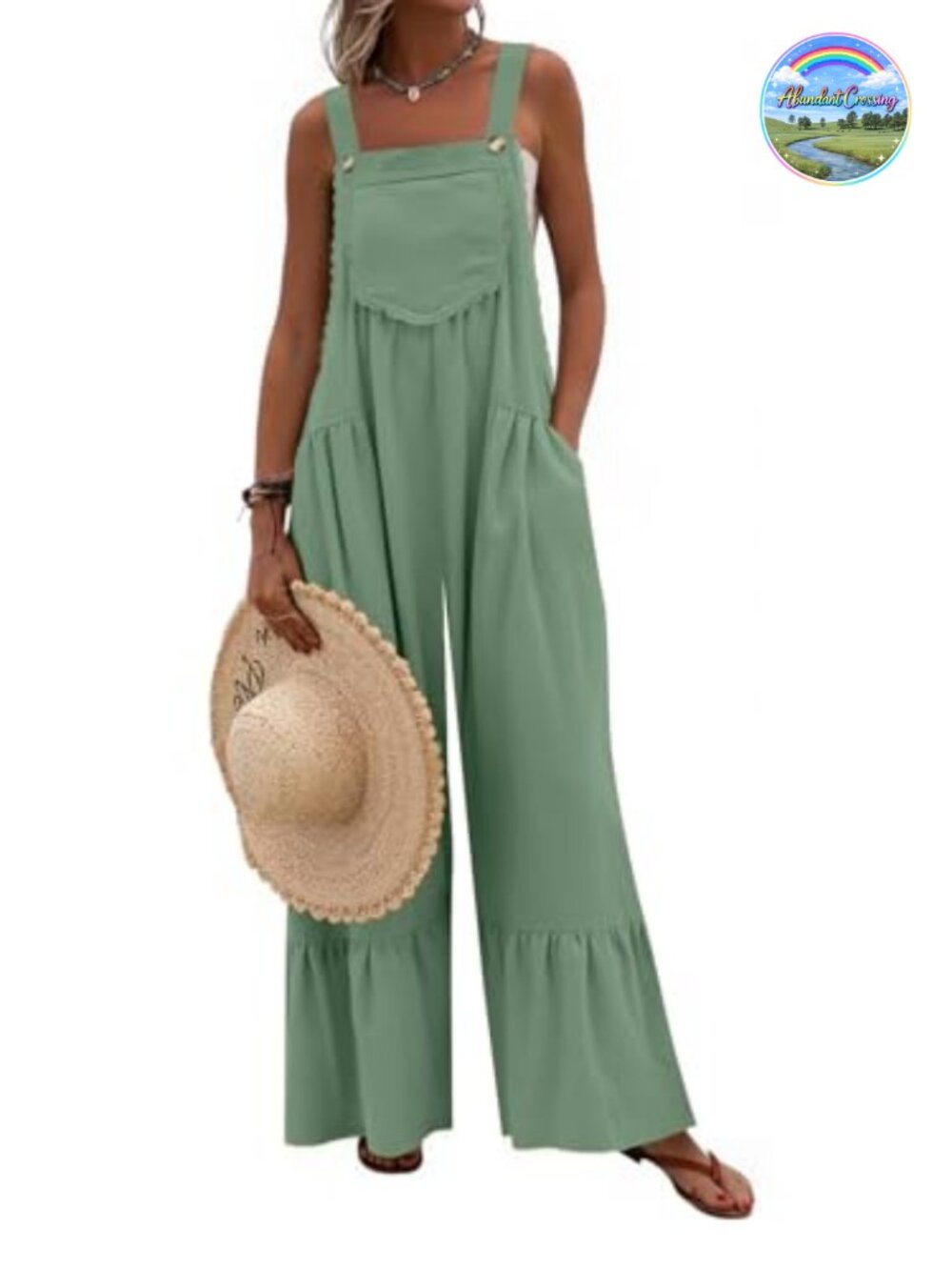 Lace Casual Overalls Summer Jumpsuit Wide Leg Ruffle Romper Pockets